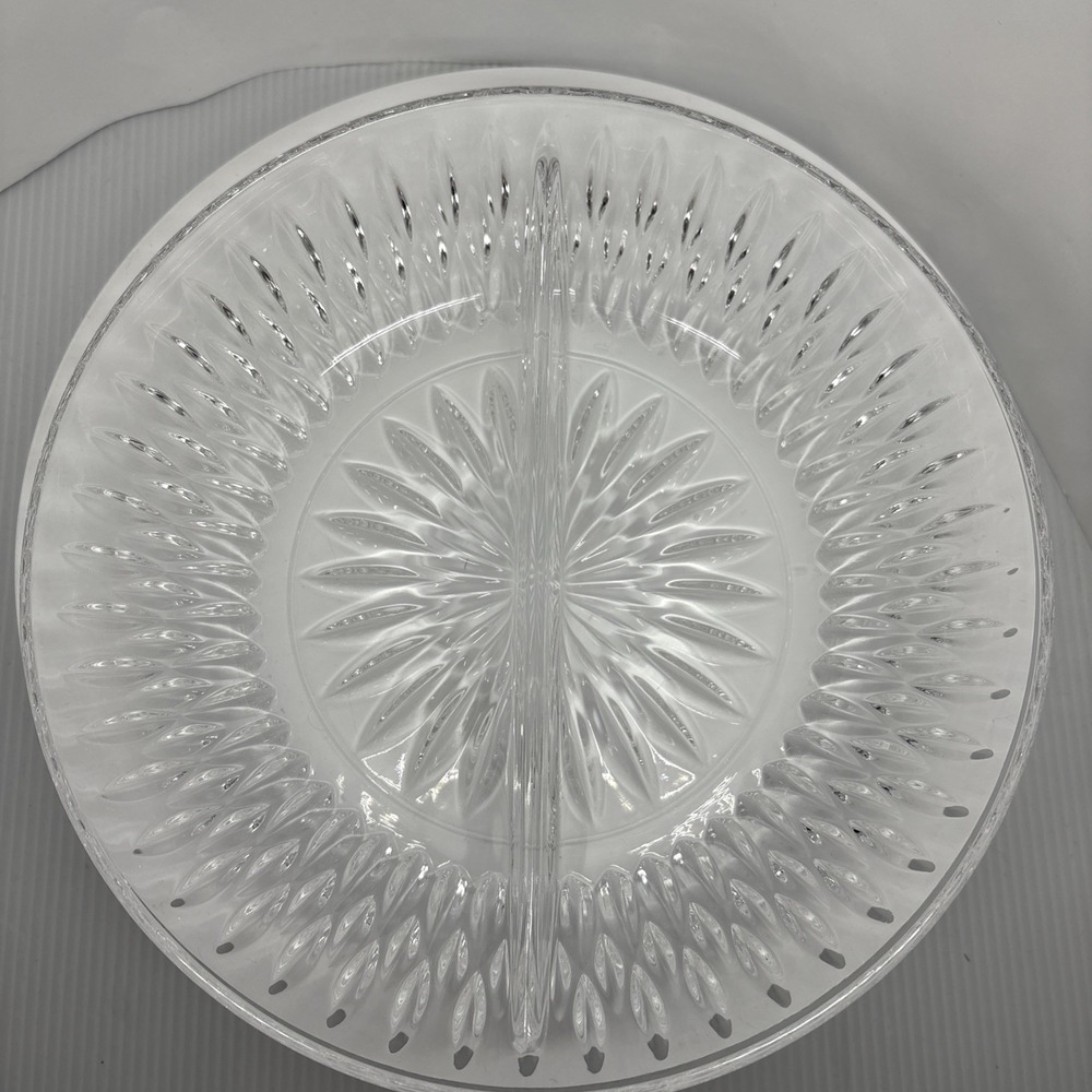 Princess House Highlights Crystal Divided Serving Dish‎ Brilliant Cut Crystal